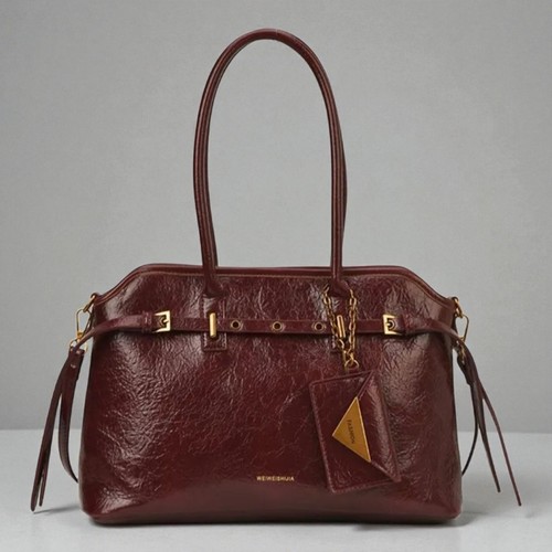 Burgundy large faux - faux, leather
