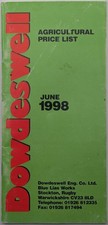 Original Dowdeswell Agricultural Machinery Price List, June 1998