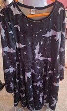 Black And Purple Velour Bat Dress Age 8 Years, Halloween,gothic Style