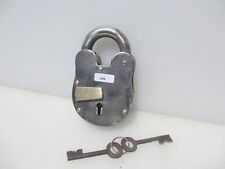 Large Iron Padlock Old Lock 2 Keys Keyhole Brass Keyhole Cover 5"H