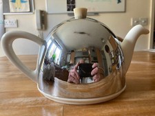 Vintage EverHot Insulated Teapot – Chrome & Ceramic – Made in England (40s-50s}