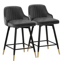 2x Swivel Bar Stools Velvet