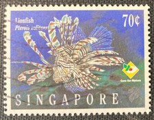 SINGAPORE 1995 marine fish life lion fish USED