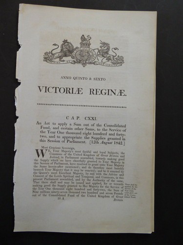 1842 victoriae reginae act - 1842,