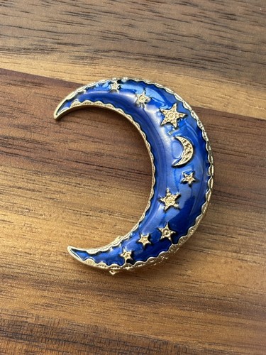 90s celestial moon brooch - 90s,