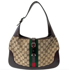 Gucci Monogram Jackie-O Dark Brown Hobo Shoulder Bag