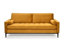 Velvet Mustard 3 Seater Sofas-