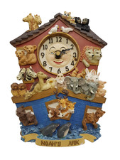 Leonardo Vintage Noah's Ark 3D Resin Quartz Clock Two By Two Animals Working