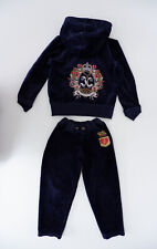 Juicy Couture Girls Tracksuit Set Size XS-S Age 3 Yrs Jacket Joggers Blue Velour