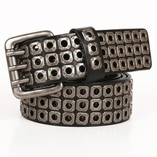 Men Genuine Leather Belt Punk