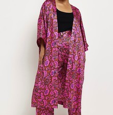 Gorgeous River Island Pink Floral Kimono Duster Coat- Size 20 Brand New
