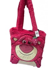 Disney Parks Soft Plush Fluffy Lotso Bear Tote Bag Strawberry Charm New with Tag