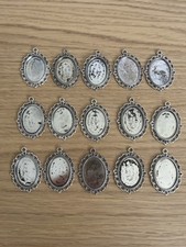 15pcs Antique Silver Cabochon Cameo Necklace Settings