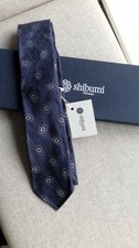 Shibumi Firenze 100% Silk Navy Jacquard Tie Viola Milano Cappelli Drake 