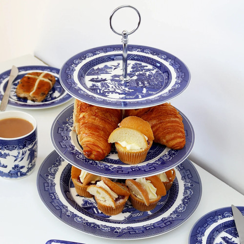 Blue willow tier cake - willow, stand