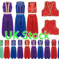 UK Kids Boys Vest Tops & Harem Bloomers Pants Arabian Prince Costume Character