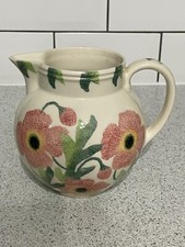 LARGE JANE & STEPHEN BAUGHAN HAND DECORATED SPONGEWARE POPPY JUG OXFORDSHIRE