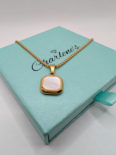 Ladies necklace gold white - gold,