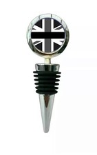 Subdued Black Union Jack Mourners Wine Saver Bottle Stopper Boxed ENGRAVED FREE