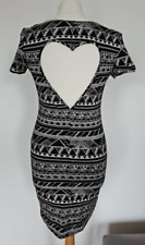 2014 Victoria's Secret PINK Black & White Aztec Pattern Heart Cut Out Dress M