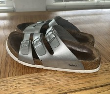 Birkenstock Betula Leo Soft Sandals Metal Silver Narrow fit Sz 9-9.5 US EU 40