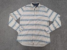 Pretty Green Long Sleeve Shirt - 100% Cotton - Striped Floral Print - Size L