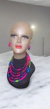 African Ankara Fabric Multi rope Choker Necklace Statement Accessory Jewellery 