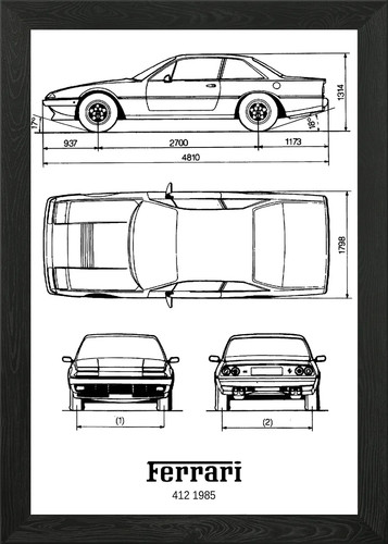 Bnw ferrari 412 1985 framed - 1985,