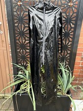 Women Wetlook 2 Way Zipper Spandex Catsuit Bodysuit Worn