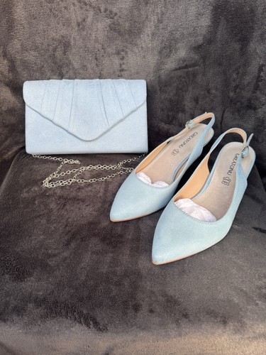 Pale blue shoes and bag - shoes,