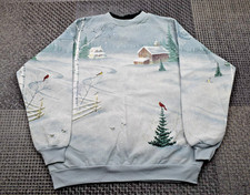 Vintage Cabela's Winter Christmas Snow Cabin Scene Adult- Medium Jumper