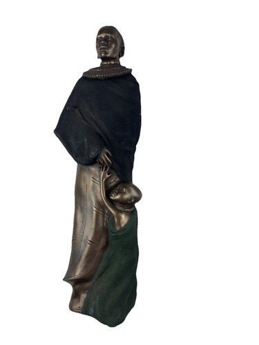 African mother child bronze - child,