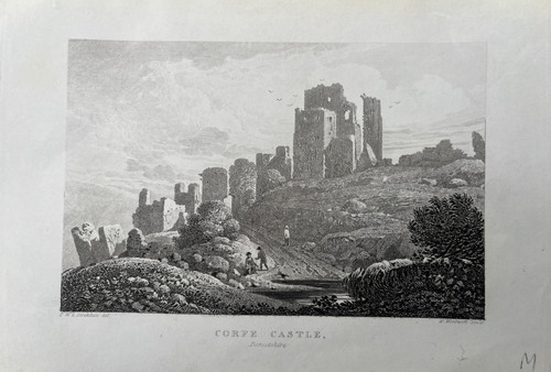 1845 antique print corfe - print;,