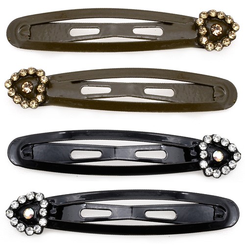 4pc diamante heart hair clips - heart,