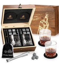 Whisky Glasses Set, Whisky Stones Gift Set, 8 Whiskey Stones Gifts for Men 