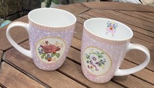 Maxwell Williams Pair of Bone China Mug Floral Cameo Breast Cancer  Awareness 