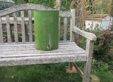 Vintage Valor Paraffin? oil rusty green drum can with tap for prop display