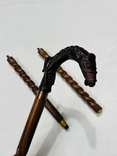 Horse head walking cane - cane, wooden