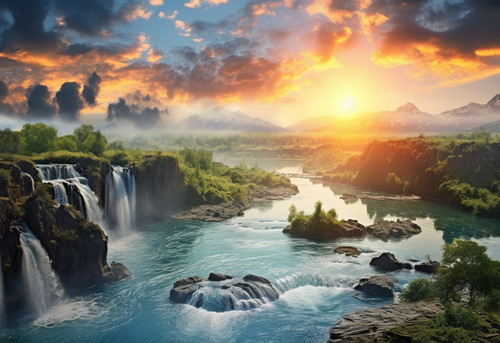Waterfall landscape canvas - waterfall,