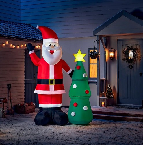 Inflatable santa with tree 8ft - inflatable,