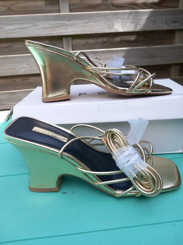 Gold strappy wedge - wedge,