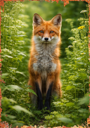 Red fox metal sign - fox, style