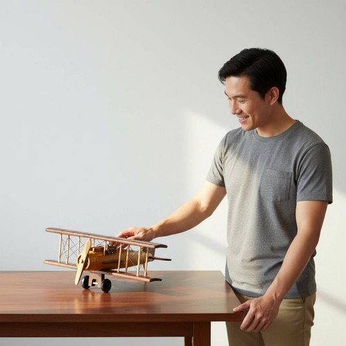Wooden biplane model - wooden,