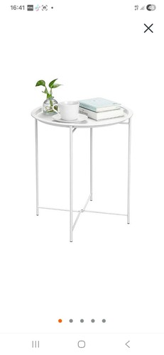 Metal tray table round white - table,