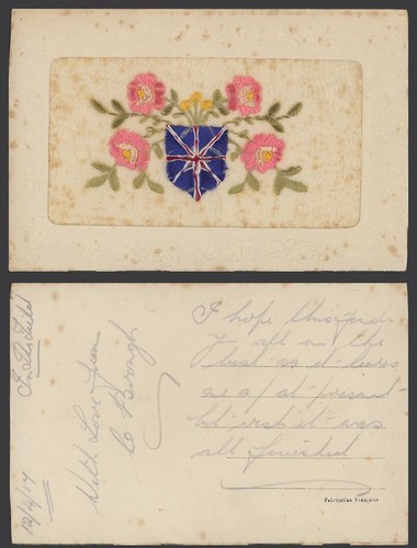 Ww1 silk embroidered french - silk,