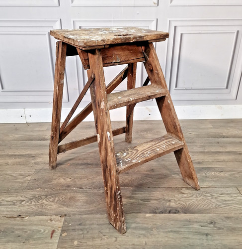 Antique folding step ladder - antique,