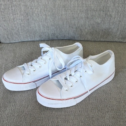 White canvas sneakers with - canvas,