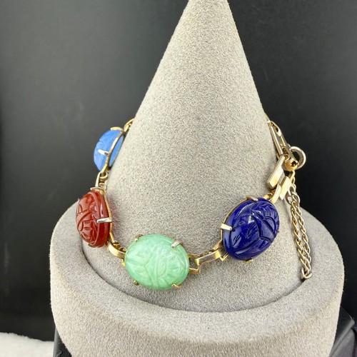 Vintage scarab link bracelet - scarab,