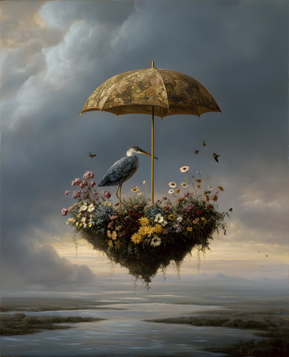 Bird perched floating - perched,