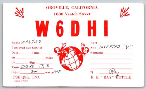 1964 oroville w6dhi qsl - ca,